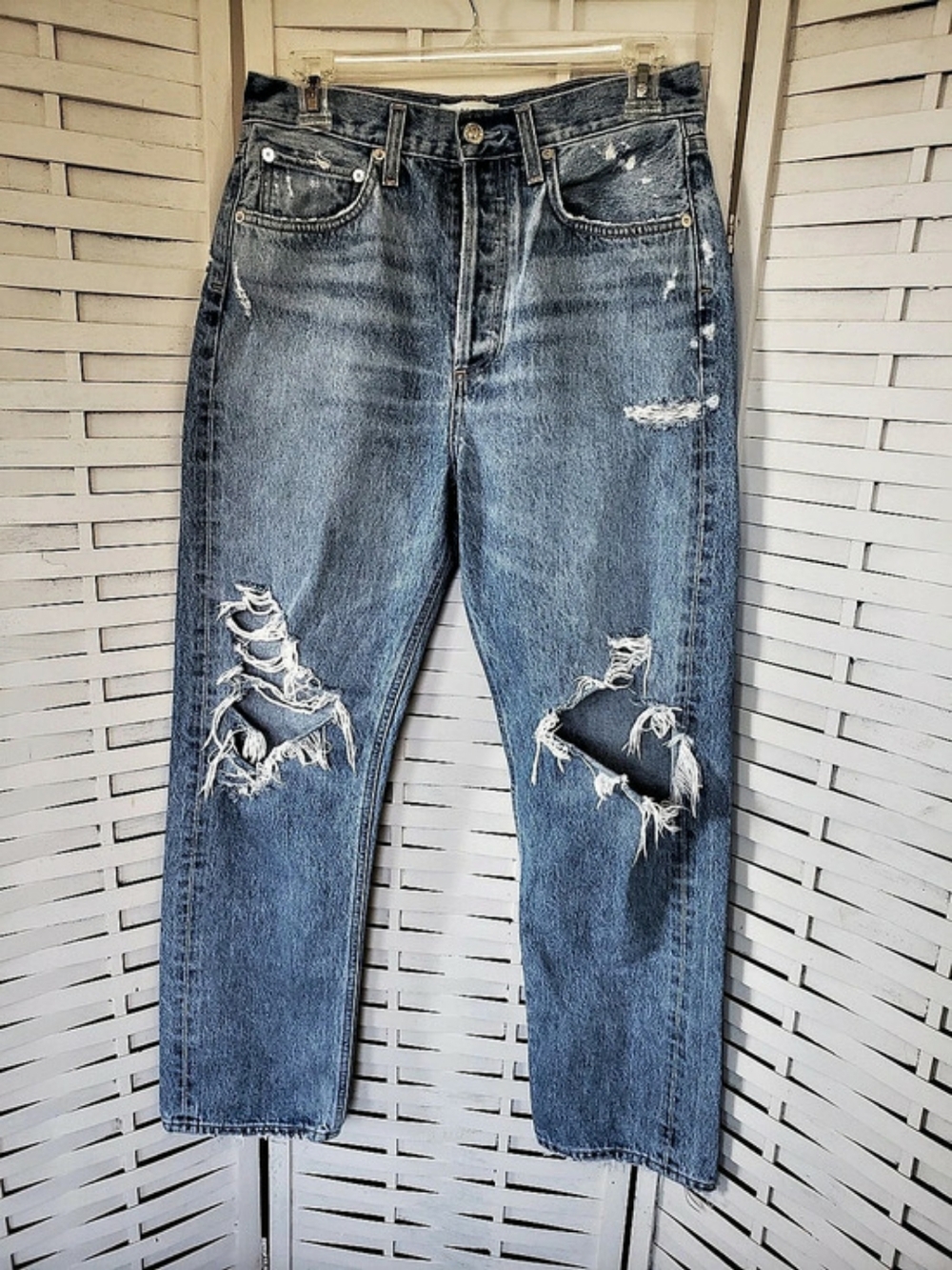 Agolde Mid Rise 90' Distressed Straight Jeans Size 26
